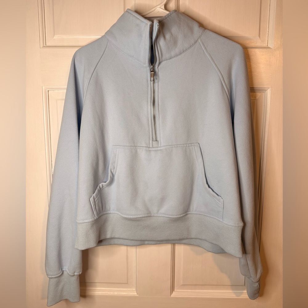Sky Blue Women's Quarter-Zip Sweatshirt - Picture 2 of 6
